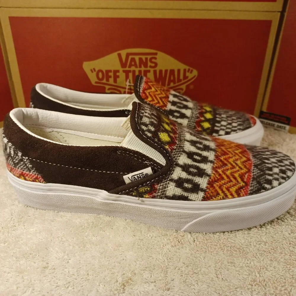 Vans Men's 4.5/Women's 6 Slip On Fair Isle Brown Woven Textile VN0A5JMHBF